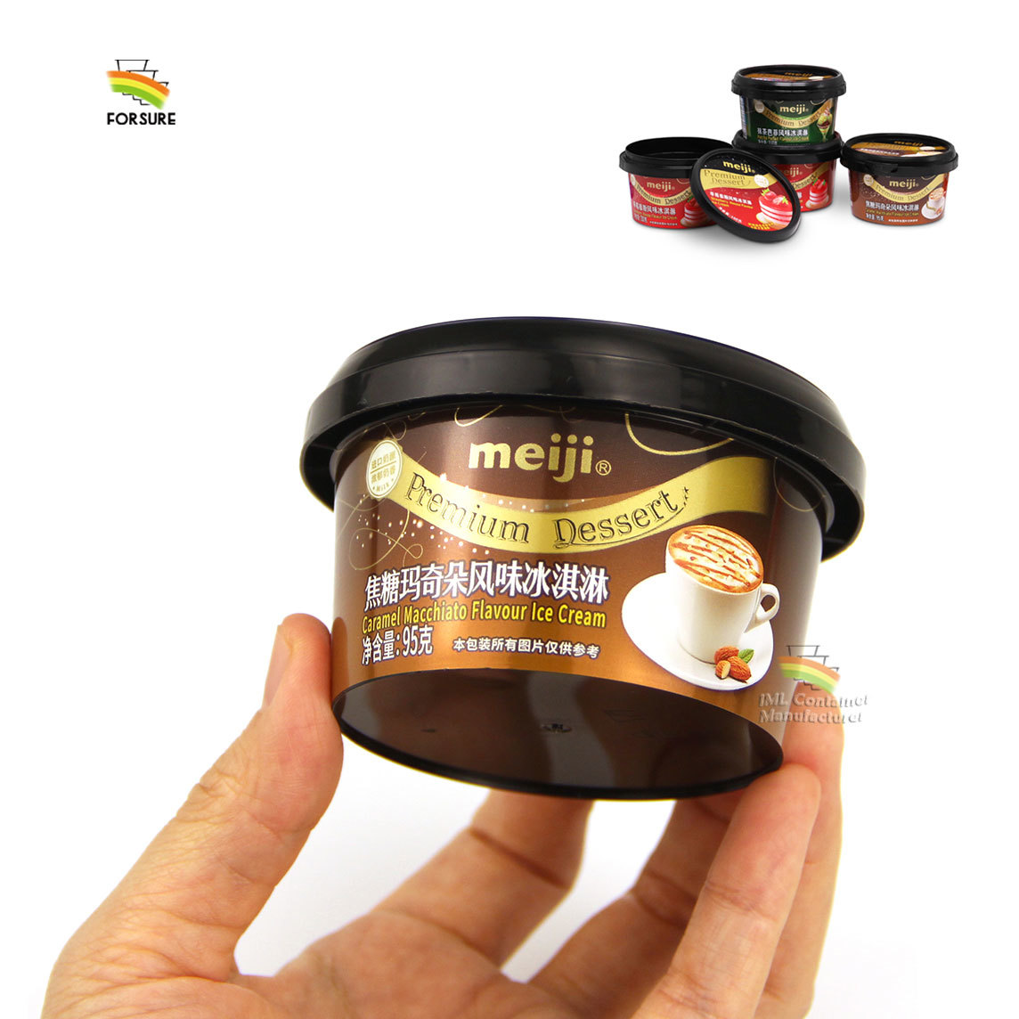 Factory-customized 160ml PP Ice Cream Plastic Container with Lid and Spoon