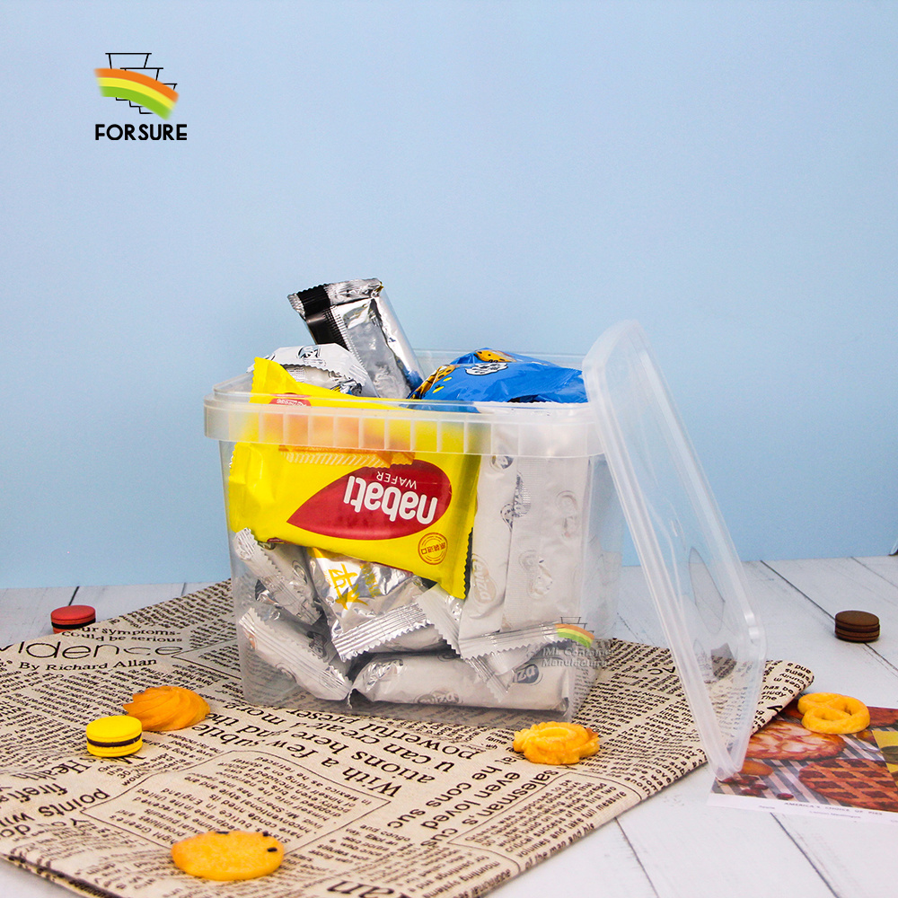 Factory Direct Sale IML Square Plastic Bucket for Cookies & Jam Boxes
